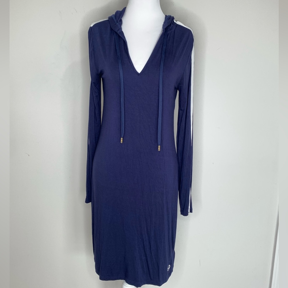 BN4 Michael Michael Kors Sweater Dress Hoodie Navy‎ Blue Long Sleeve Women XS